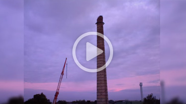 62 m chimney demolition works in Olaine